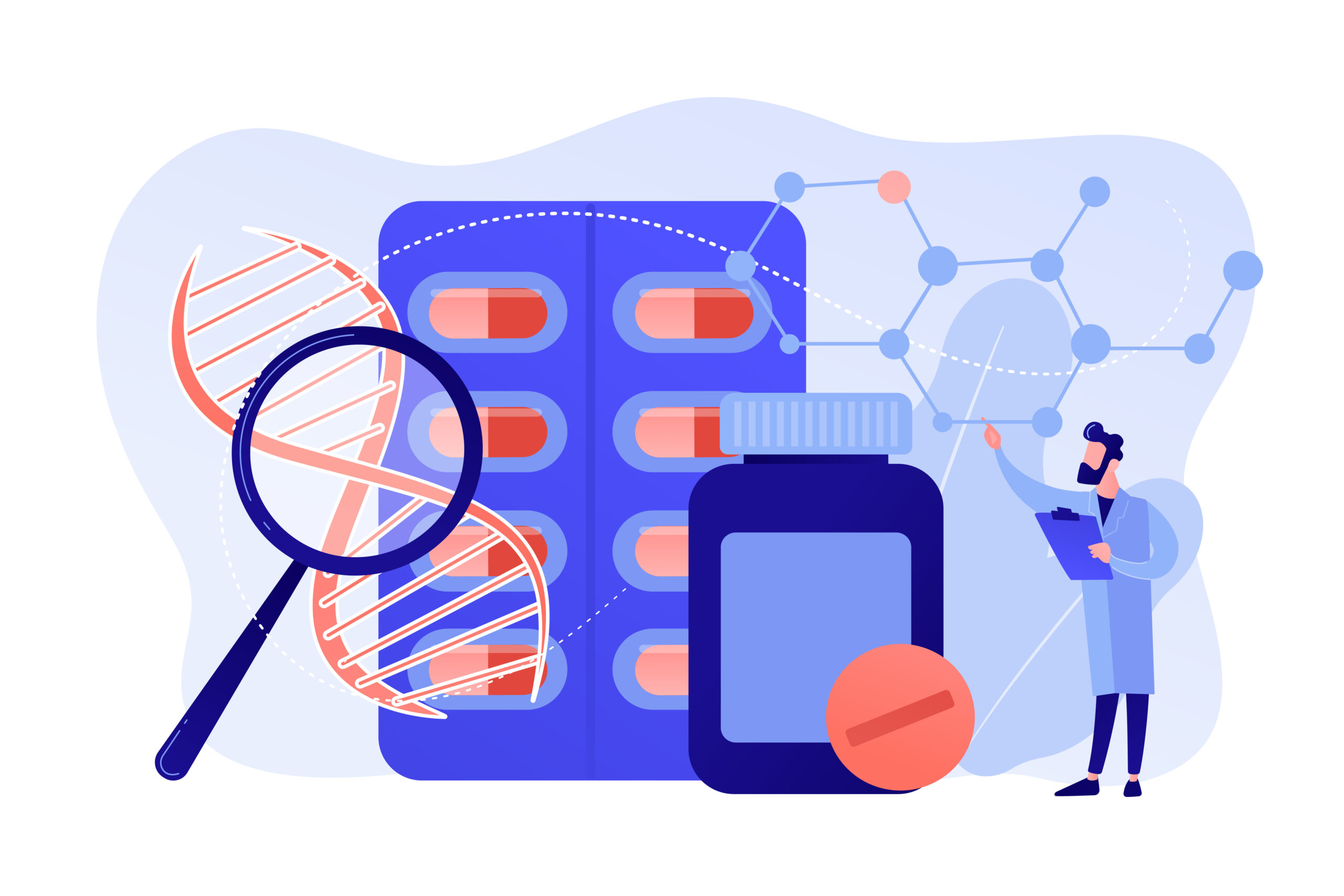 Biopharmacology products concept vector illustration.